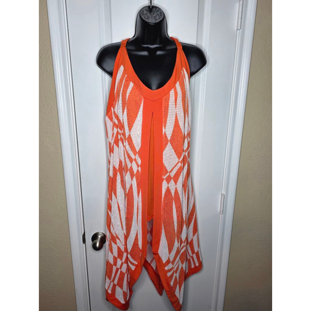 Ashley Stewart Orange & White Mesh Tunic Top Women’s Plus Size 18/20 - Picture 2 of 5